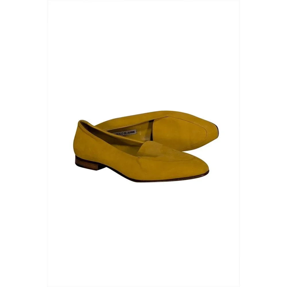 Manolo Blahnik - Yellow Suede Loafers Sz 11